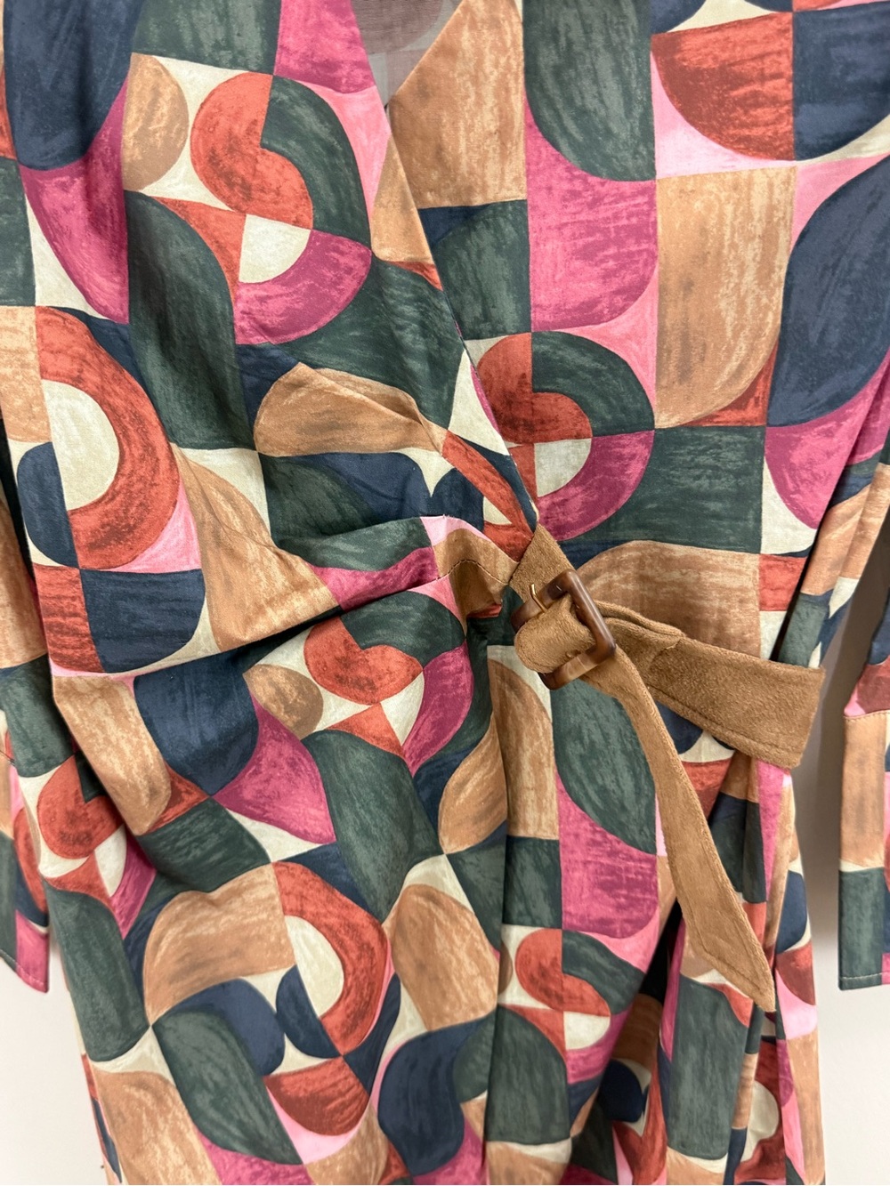 J. McLaughlin Mercer Midi Wrap Dress Size S Geometric Print Long Sleeve NWT - Picture 7 of 16